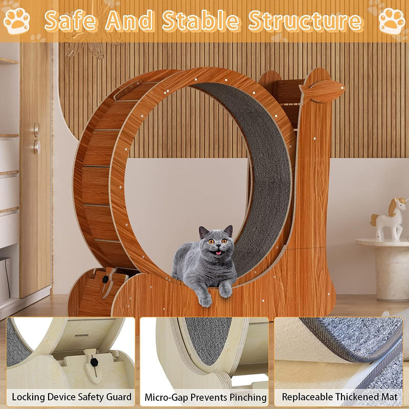 Cat Exercise Wheel Toy Running Exerciser Treadmill Furniture Scratcher Board Roller Play Gym Sports Equipment with Carpet Runway