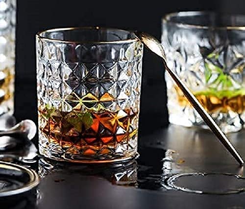 Whiskey Glass Tumbler Set Imported Crystal Rocks Whisky Glass for Scotch, Vodka, Liquor, Alcohol, Juice, Water Drinks