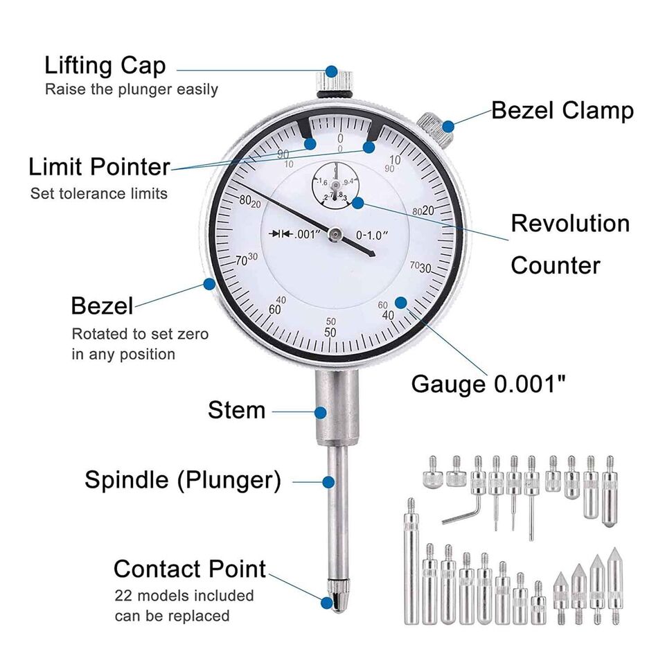 Dial Indicator Gauge with Magnetic Base