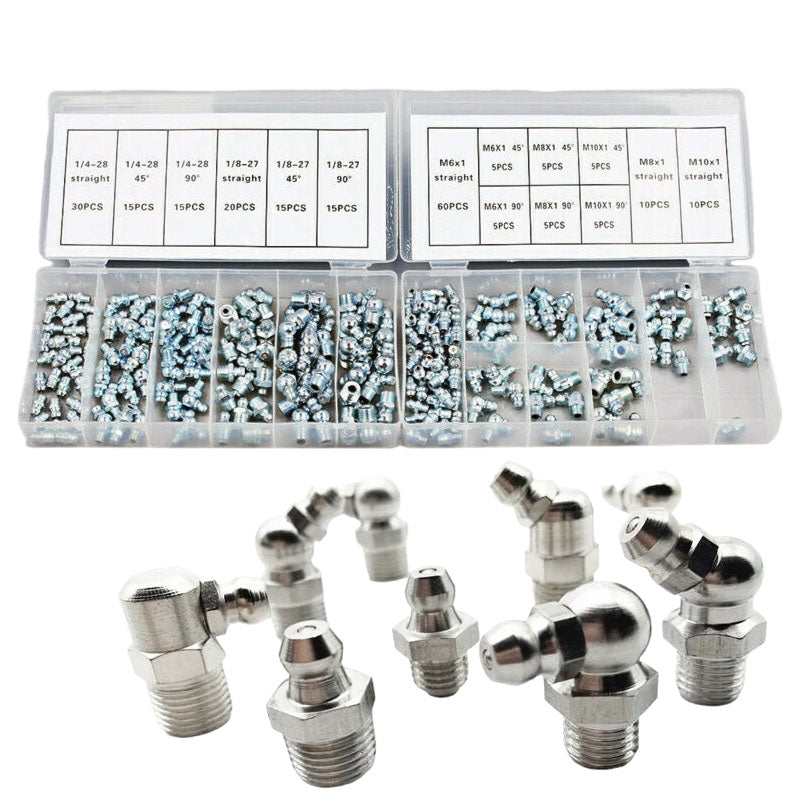 220pcs Hydraulic Grease Nipple Mechanical Lubricant Fitting Kit