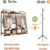 Thumbnail for Bamboo Wardrobe Garment Clothes Rack  with Shelves