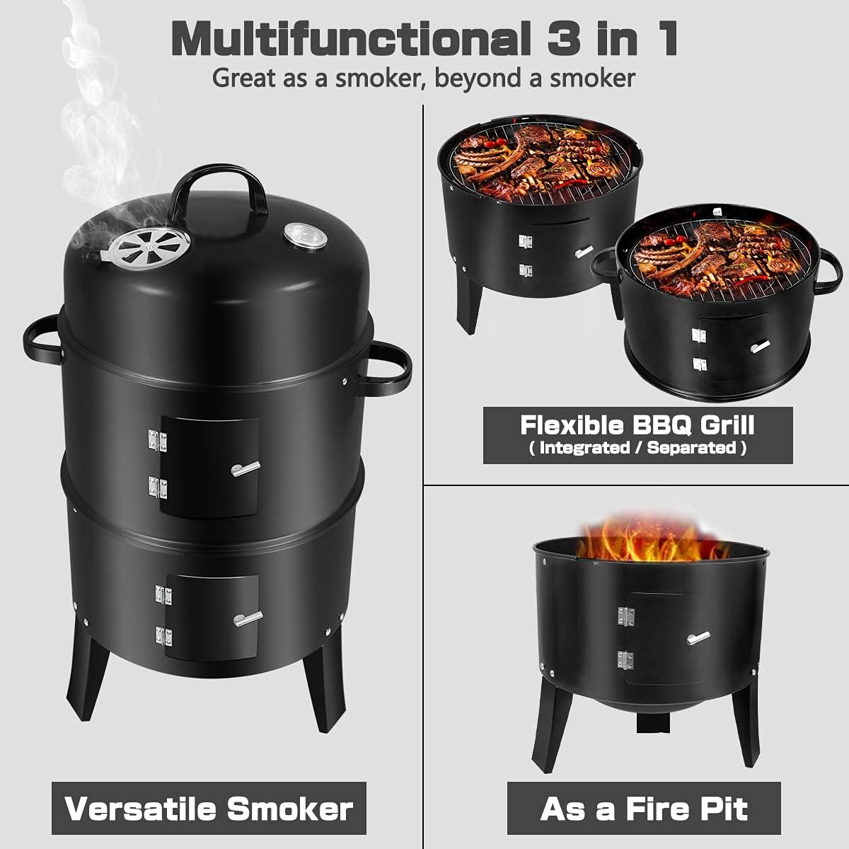 Charcoal Smoker BBQ Grill with Chimney