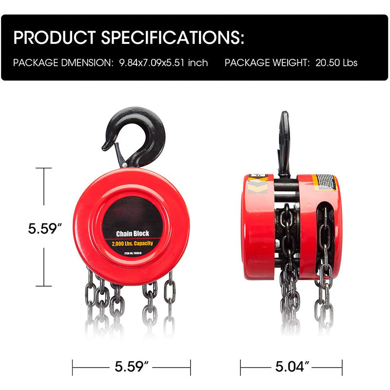 Chain Block & Tackle Hoist 1T 3M