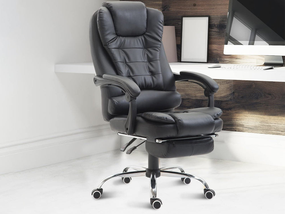 Office Chair with Footrest Black - Homyspire NZ