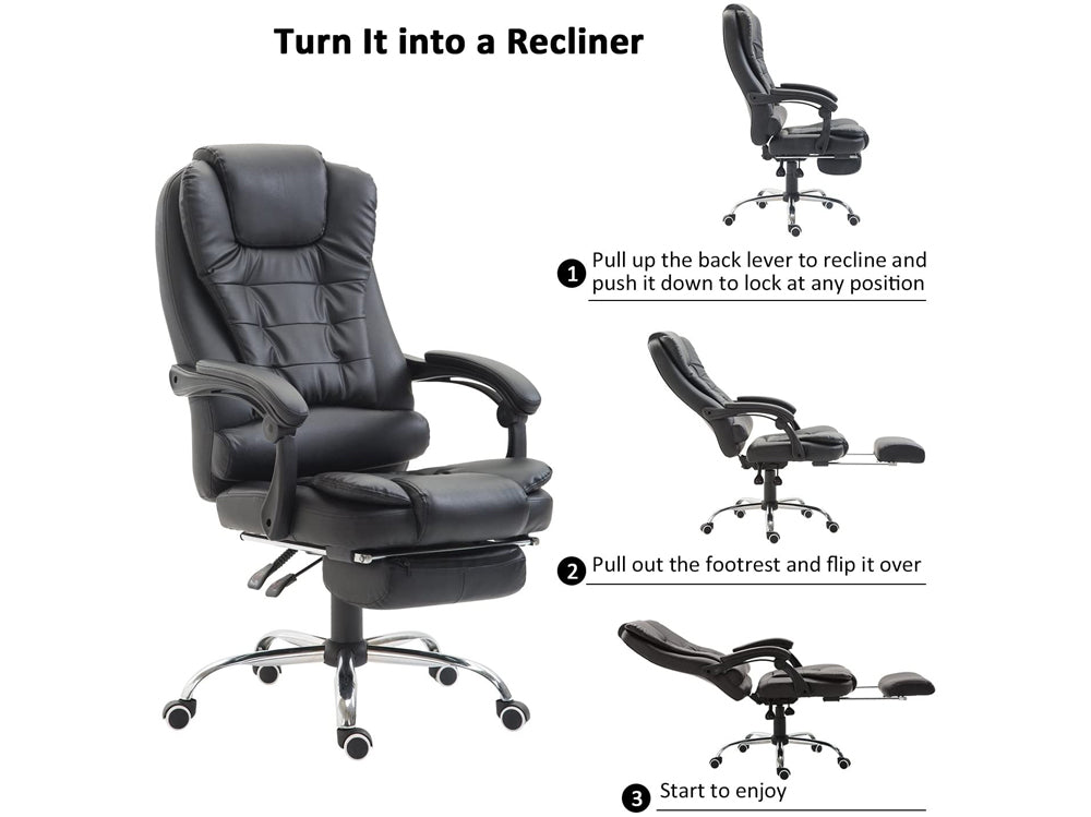 Office Chair with Footrest Black - Homyspire NZ