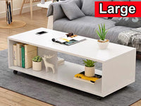 Thumbnail for Coffee Table White with Wheels - Homyspire NZ