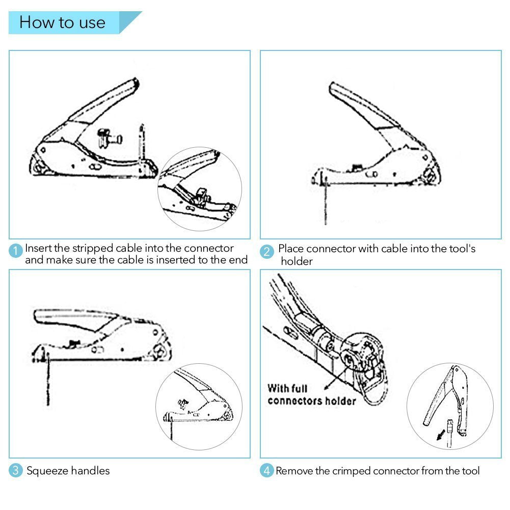 Tool Coax Rg59 Rg6 F Connector Fitting Crimper Cable Kit