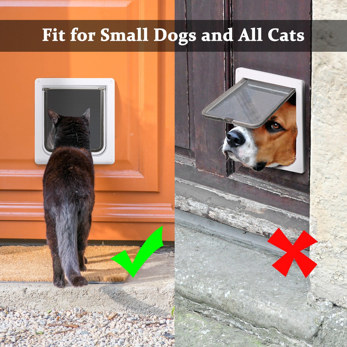 Cat Door 4 Ways Round Lockable Pet Dog Flap Cat Door