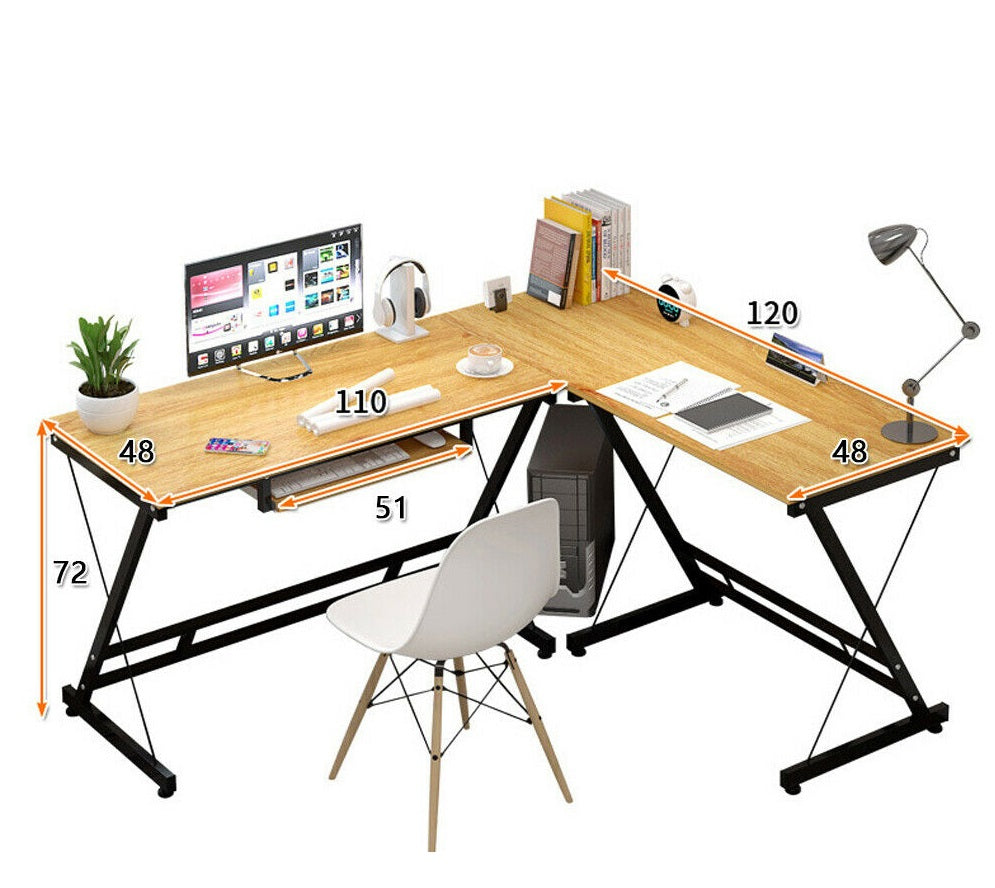 L-Shape Corner Computer Desk - Keyboard Tray - Homyspire NZ