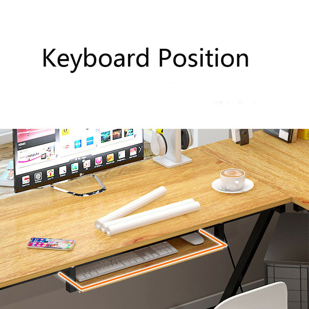 L-Shape Corner Computer Desk - Keyboard Tray - Homyspire NZ