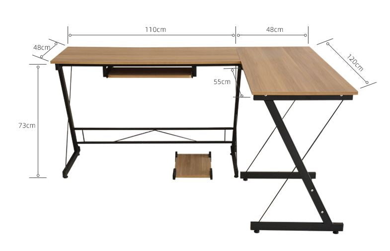 L-Shape Corner Computer Desk - Keyboard Tray - The Shopsite