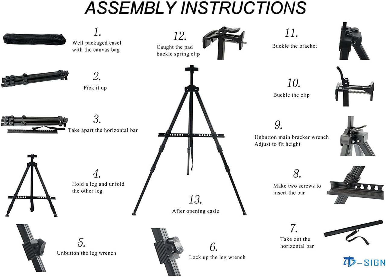 Art Easel Aluminum Metal Tripod