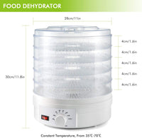 Thumbnail for 5-Layer Portable Electric Food Dehydrator Machine with Adjustable Thermostat