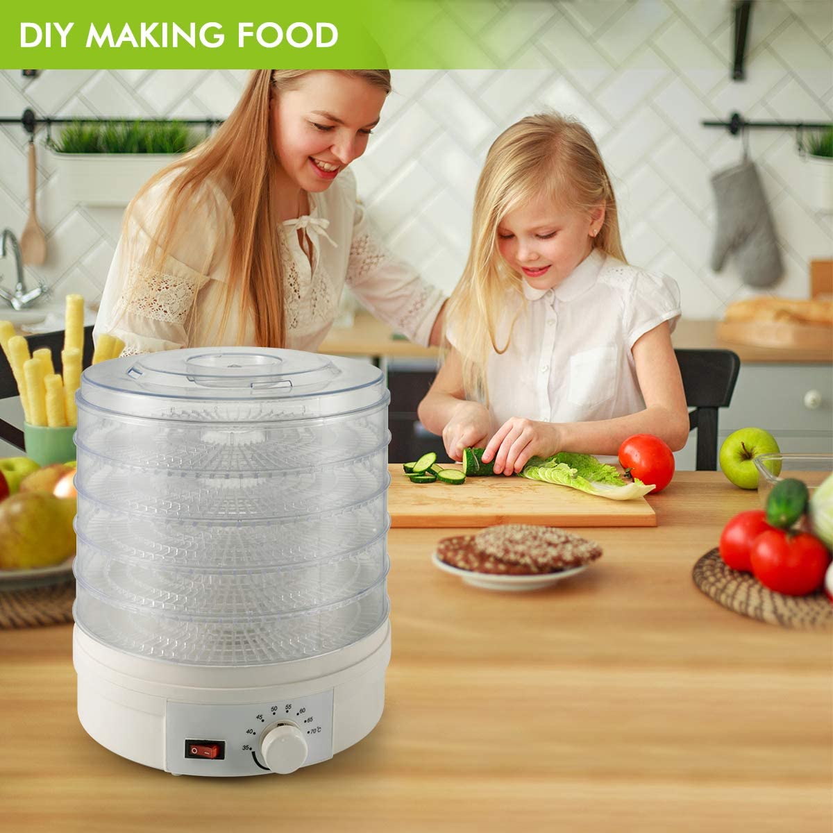 5-Layer Portable Electric Food Dehydrator Machine with Adjustable Thermostat