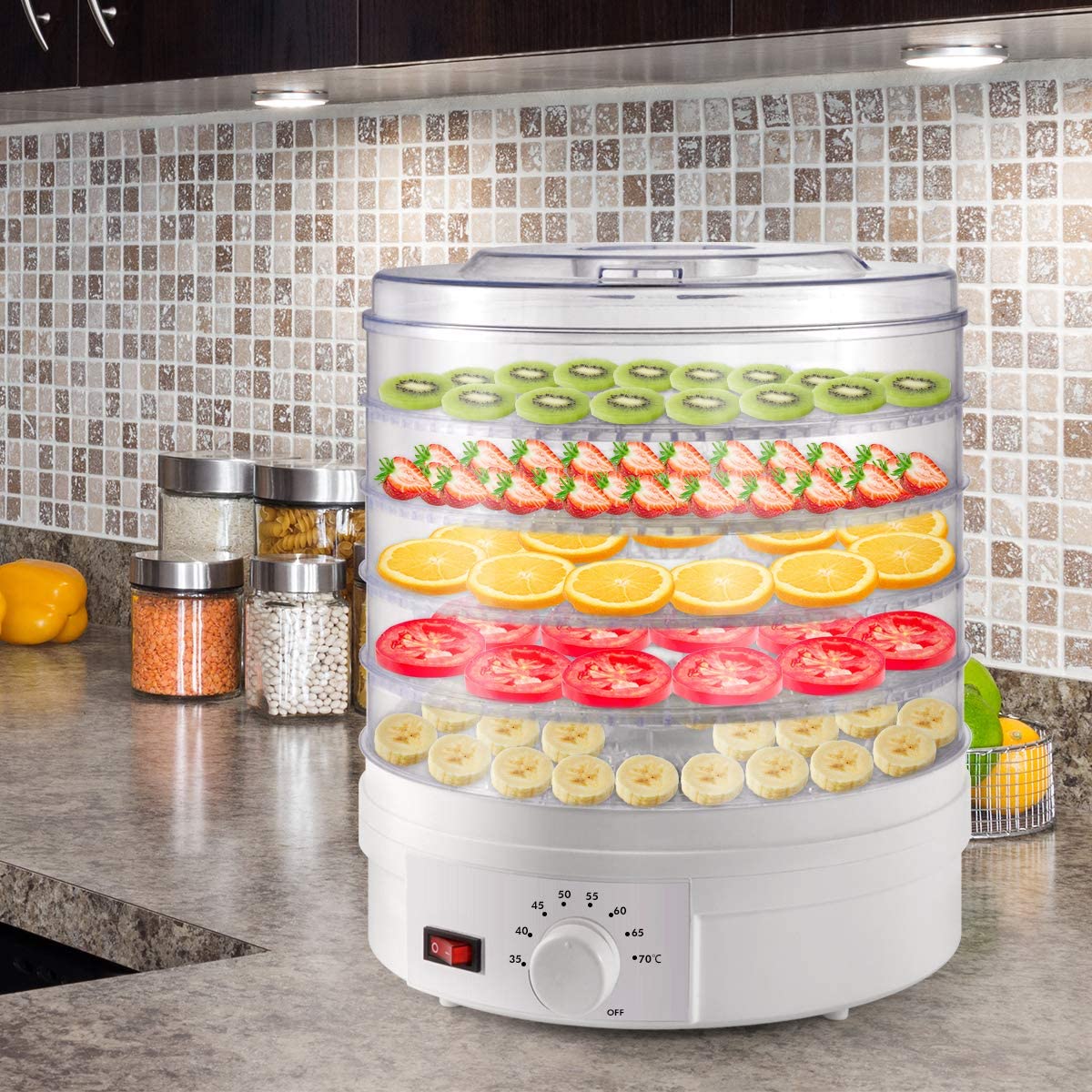 5-Layer Portable Electric Food Dehydrator Machine with Adjustable Thermostat