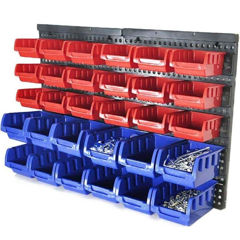 Wall Mounted Garage Organiser / Parts Rack With 30 Bins