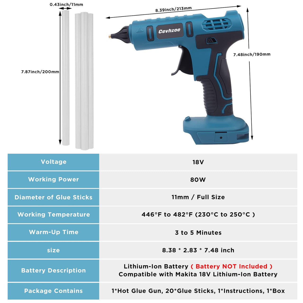 18V Battery Hot Glue Gun