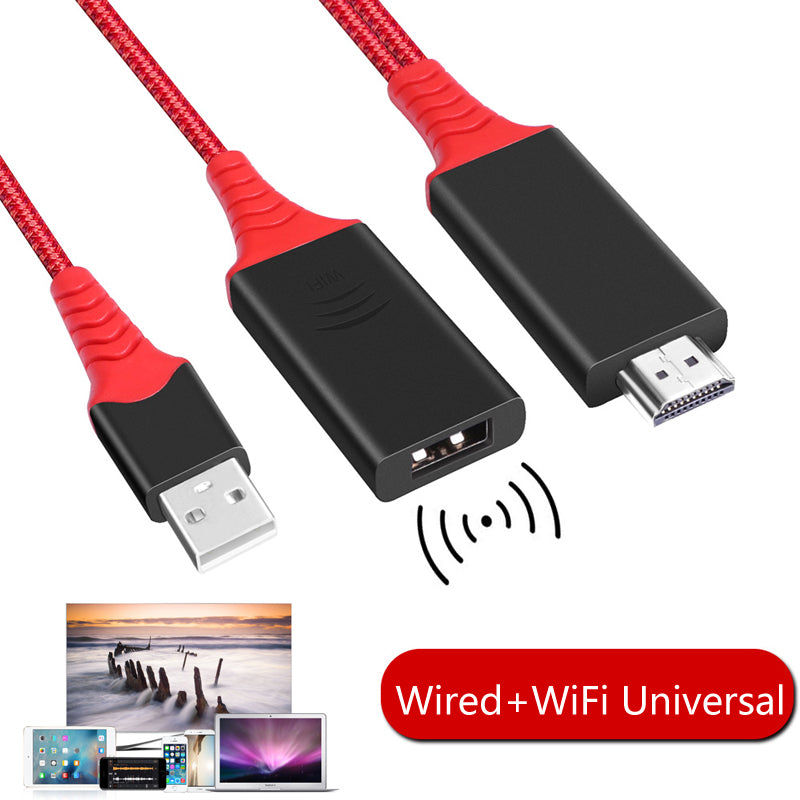New 2 in 1 Cast  Phone to HDTV Cable Wireless Display Dongle WIFI HDMI Cable