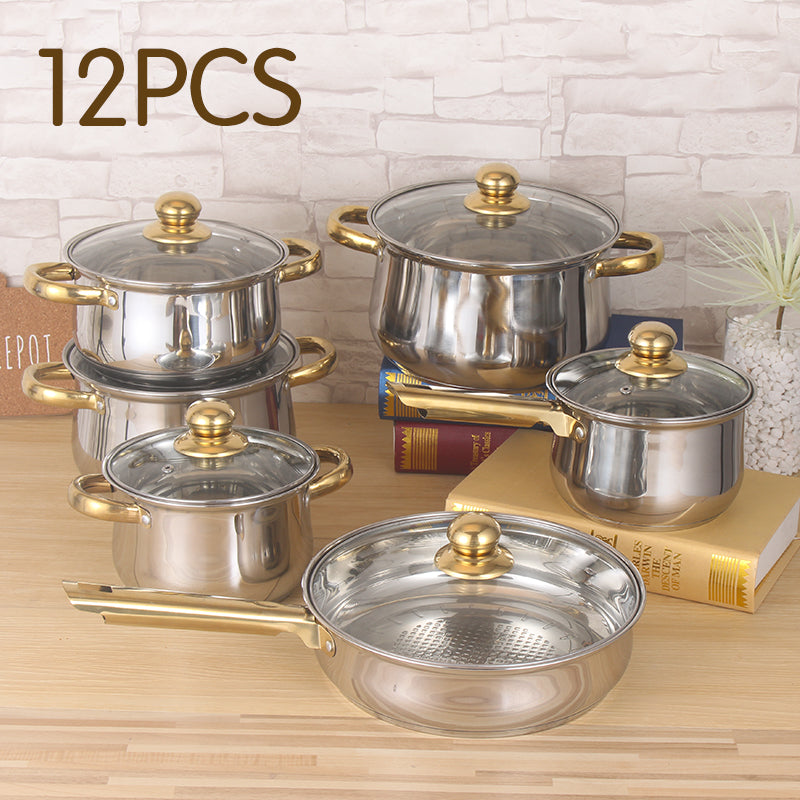 Cookware Set 12 Piece 5 Pots 1 Pan and 6 lids