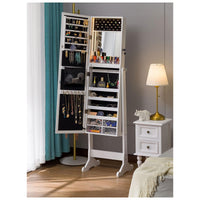 Thumbnail for Standing Jewellery Cabinet With Led Lights Mirror - White