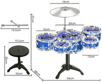 Thumbnail for Jazz Rock Drum Set Kids Toys Drums Cymbal Stool Sticks Black - Homyspire NZ