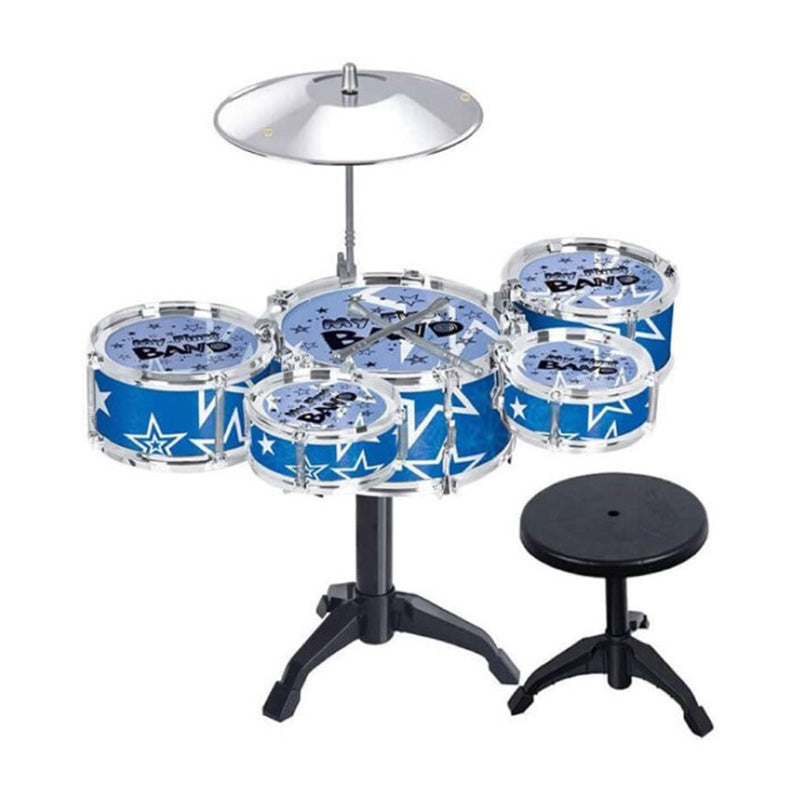 Jazz Rock Drum Set Kids Toys Drums Cymbal Stool Sticks Black - Homyspire NZ