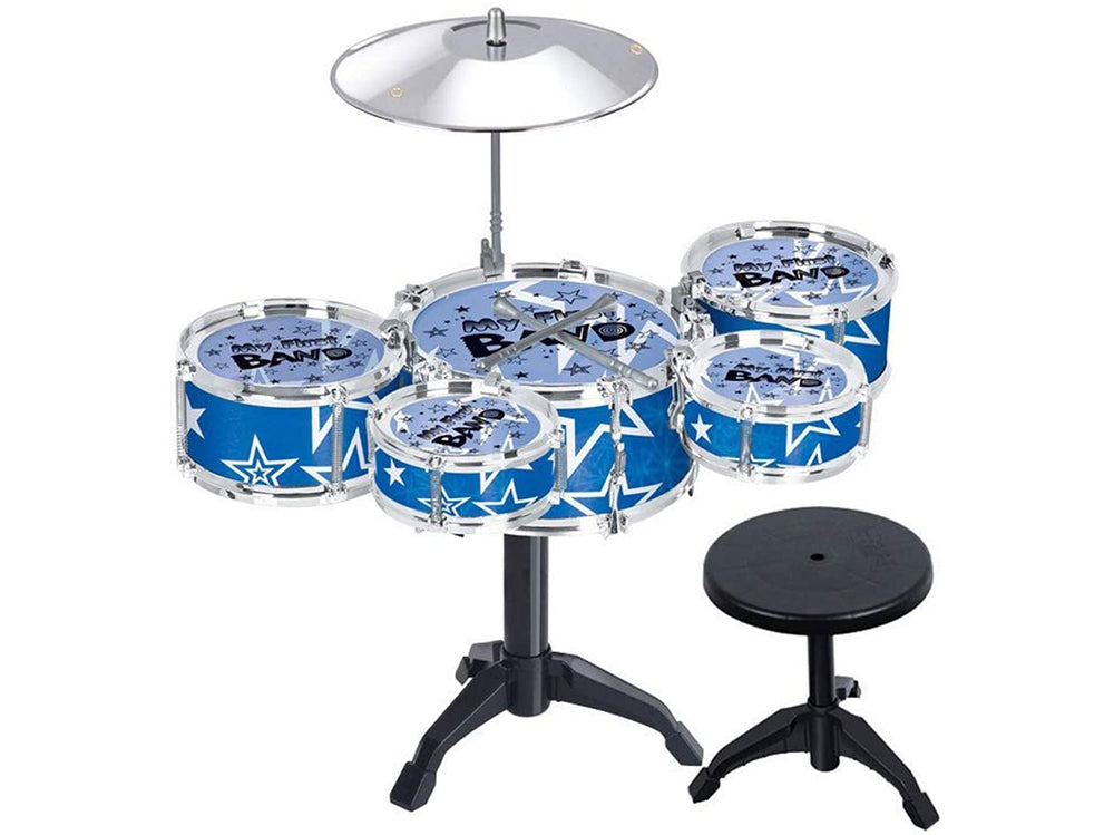 Jazz Rock Drum Set Kids Toys Drums Cymbal Stool Sticks Black - Homyspire NZ