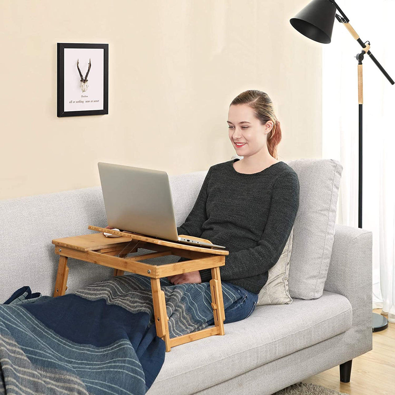 Laptop Stand Laptop Table Multi Function Bamboo Laptop Bed Desk Table Foldable Cooling Holder Tray Stand - The Shopsite