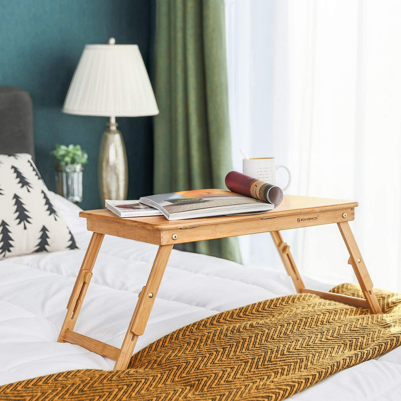 Laptop Stand Laptop Table Multi Function Bamboo Laptop Bed Desk Table Foldable Cooling Holder Tray Stand - The Shopsite