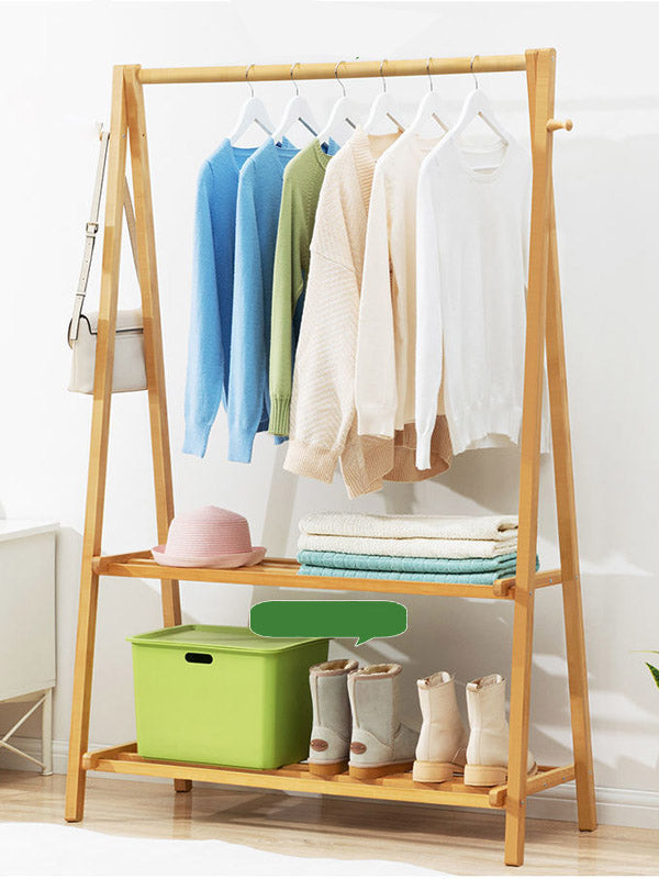 Cloth Rack Garment Rack Bamboo Clothes stand with Coat Rack