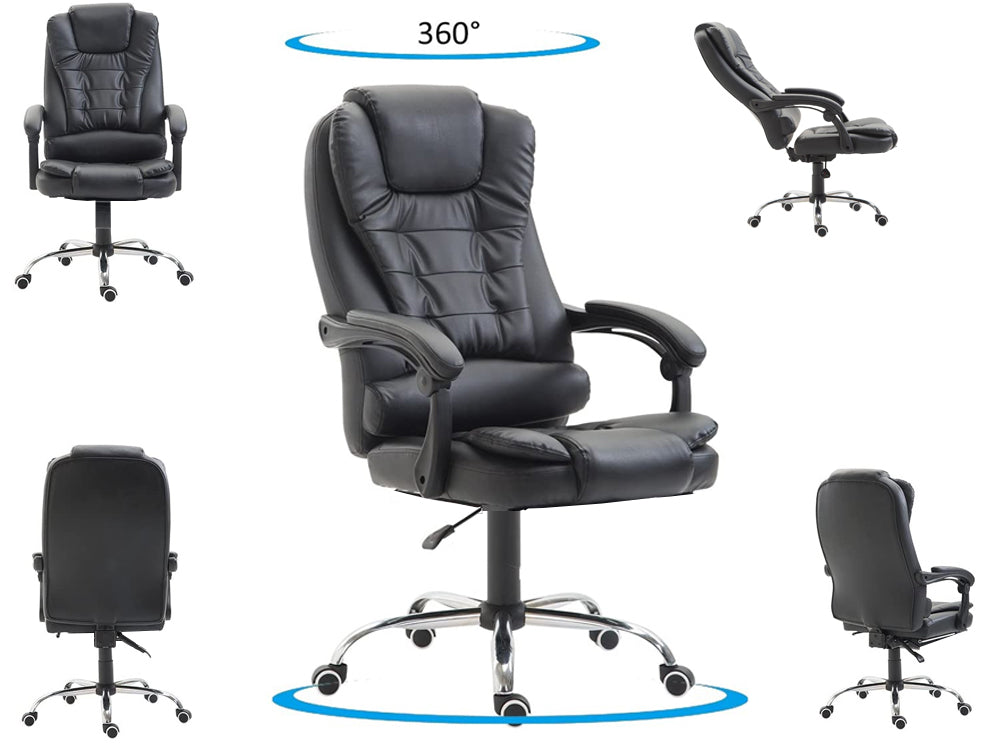 Office Chair (Black) with Retractable Footrest - Homyspire NZ