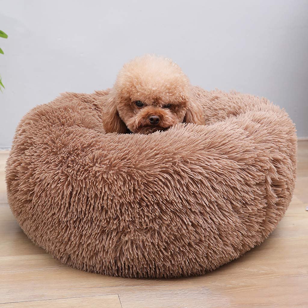 Plush Pet Bed Pet Sofa Pet Beds, Dog Round Cat Winter Warm Sleeping Bag Long Plush Soft Pet