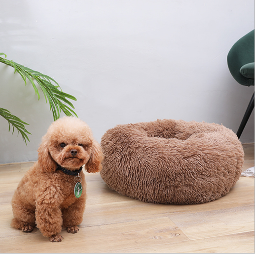 Plush Pet Bed Pet Sofa Pet Beds, Dog Round Cat Winter Warm Sleeping Bag Long Plush Soft Pet