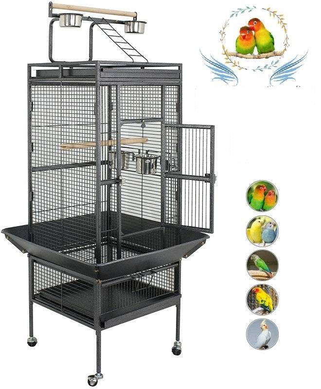 Large Stand Alone Bird Cage Parrot Aviary Perch Carrier