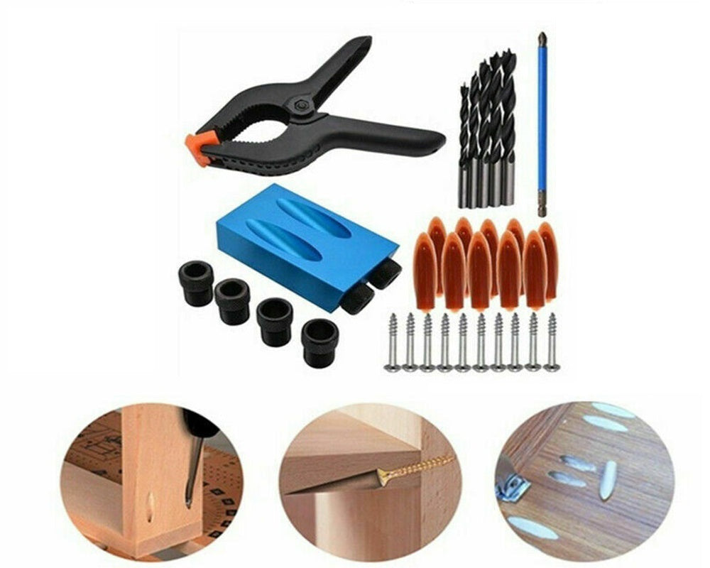 Pocket Hole Jig Kit Dowel Drill Joinery Kit 34PCS