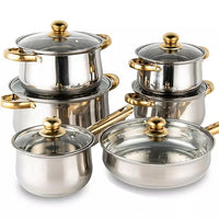 Thumbnail for Cookware Set 12 Piece 5 Pots 1 Pan and 6 lids