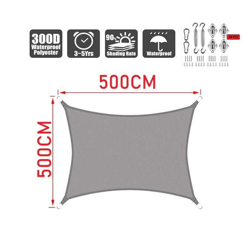 Sun Shade Sail 5m*5m with hardware kit