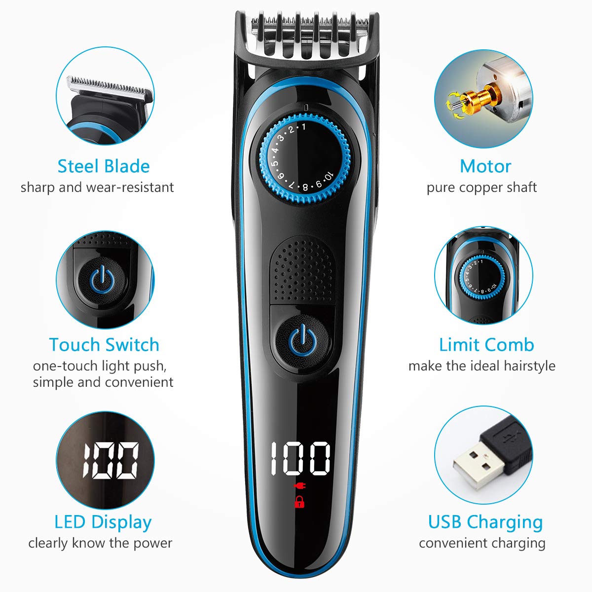 Hair Trimmer Shaver Clippers Cordless