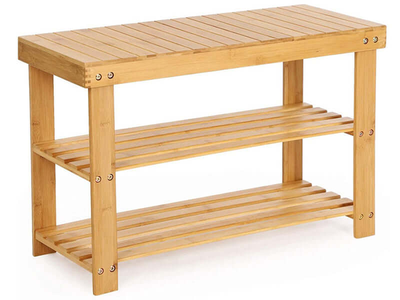 Bamboo Shoe Rack Bench 3-Tier - Homyspire NZ