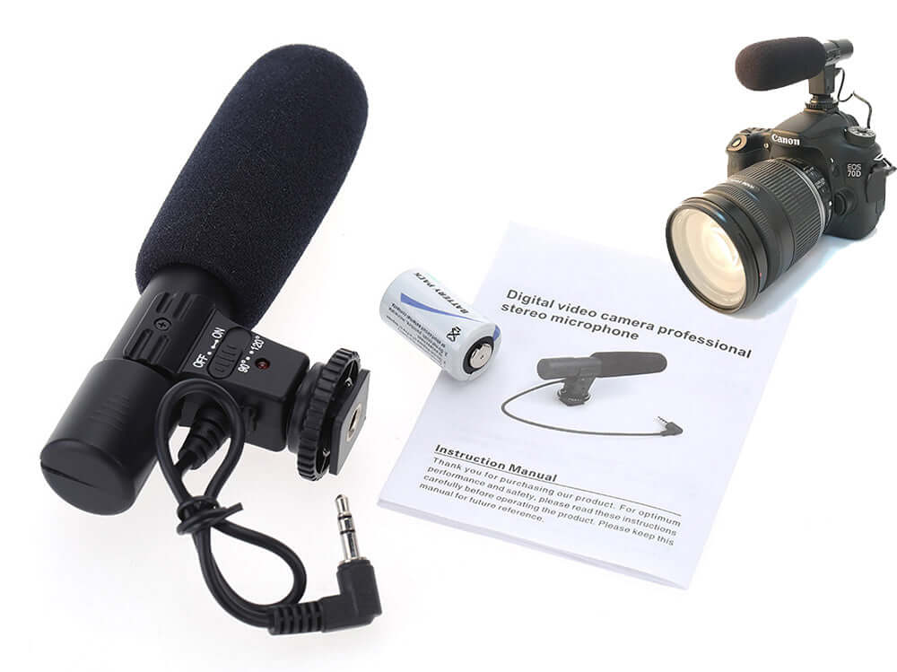 Camera Microphone with CR2 3V Li-battery