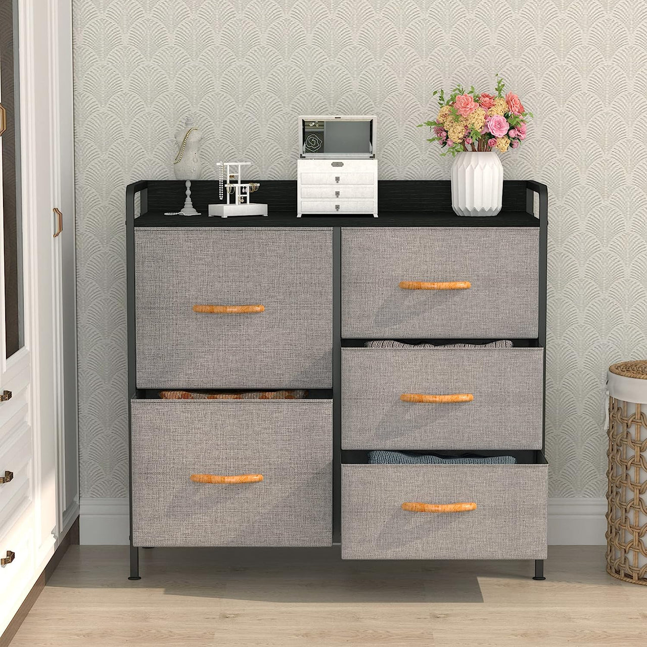 Tallboy 5 Drawer Dresser for Bedroom - Homyspire NZ