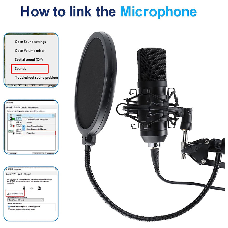 Usb Condenser Microphone Mic With Stand - Homyspire NZ