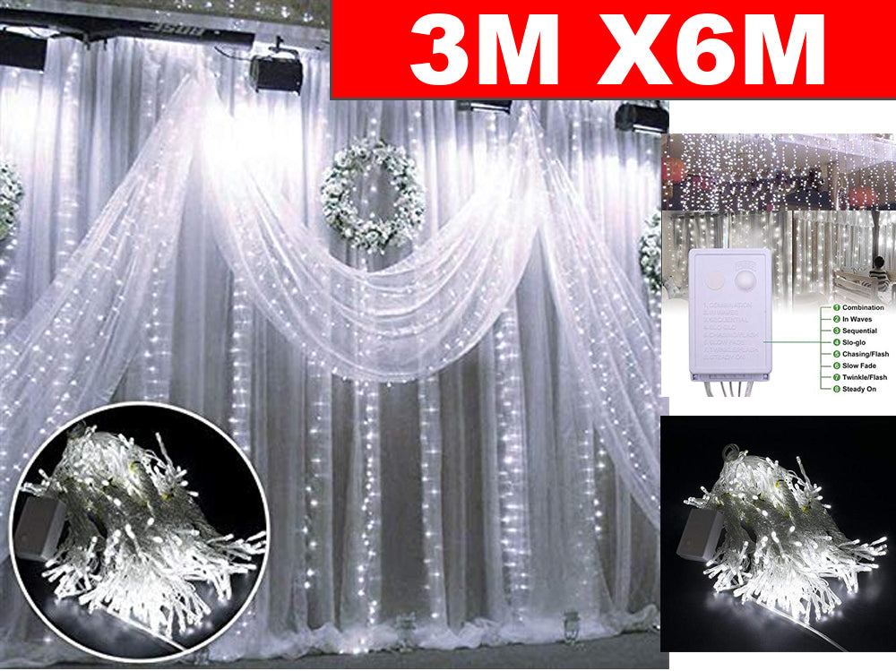 Curtain Lights 3*6m White