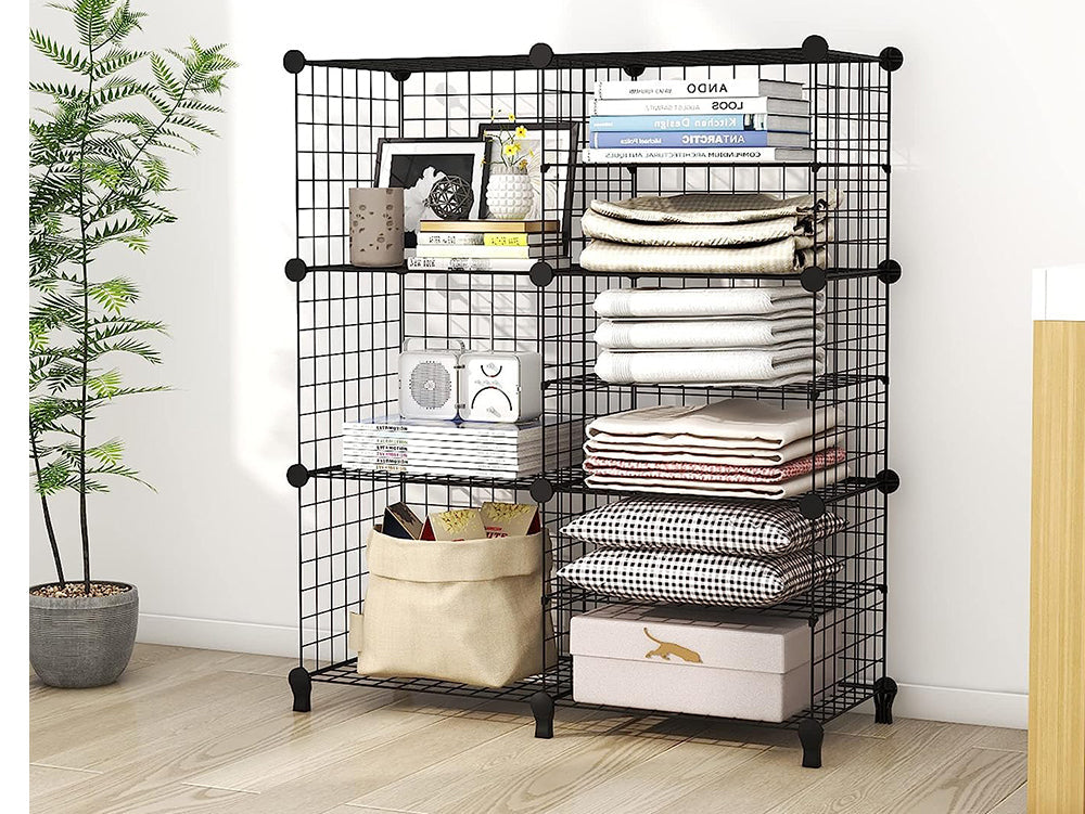 6 Cubes Black DIY Wire Storage Shelves Wardrobe