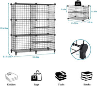 Thumbnail for 6 Cubes Black DIY Wire Storage Shelves Wardrobe