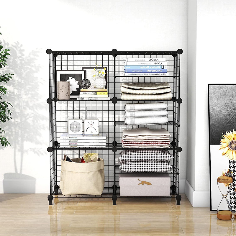 6 Cubes Black DIY Wire Storage Shelves Wardrobe