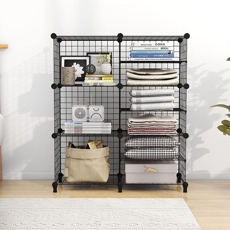 6 Cubes Black DIY Wire Storage Shelves Wardrobe