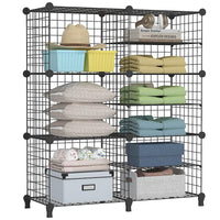 Thumbnail for 6 Cubes Black DIY Wire Storage Shelves Wardrobe