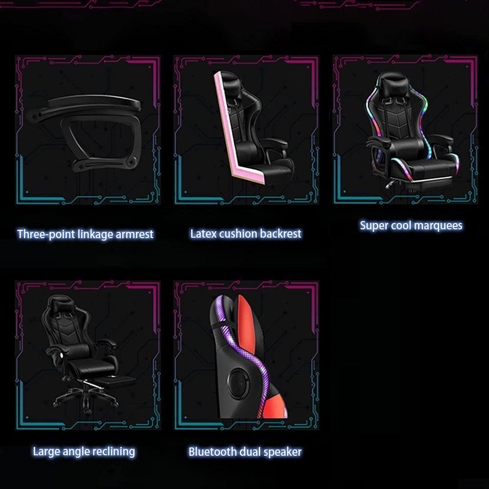 Gaming Chair with Speaker and RGB Light