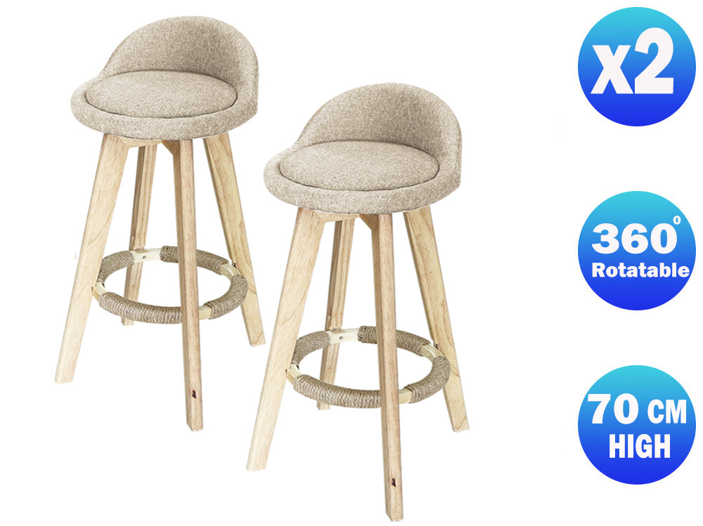 Bar Stools Chair 360 Degree Swivel Beige